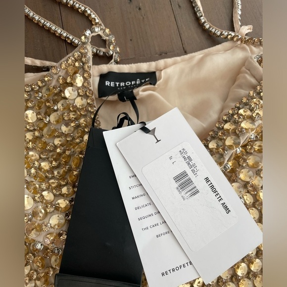 Retrofete Holland gold crystal mini dress NWT L - Picture 7 of 8